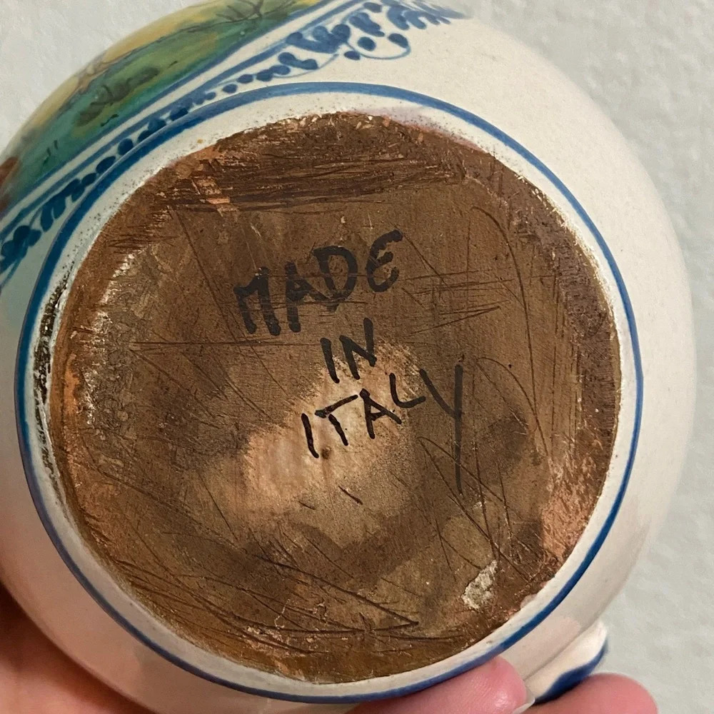 🖤 Italian Ceramic Rooster Chicken Pitcher Hand Painted Italy (Marked) - Picture 12 of 14